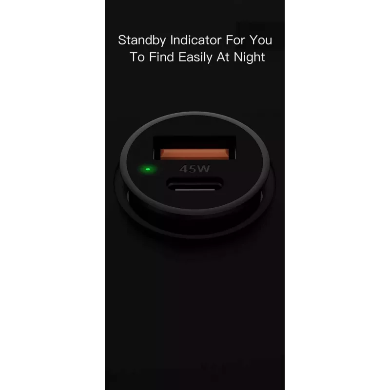 Cargador de coche Orsen C8 45W — 45W USB-C PD carga rápida, negro