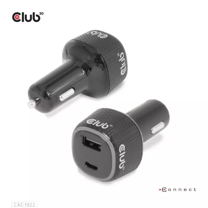 Cargador de coche para portátil CLUB3D 63 vatios, Coche, Mechero, 24 V, Negro