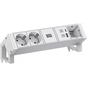 Regleta de enchufes Bachmann DESK2 ALU WHITE 937.413 con 2 conexiones USB