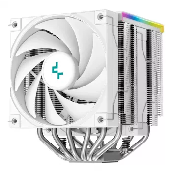 Disipador de aire DeepCool AK620 Digital SE White — dos ventiladores de 120 mm, 6 heatpipes, PWM, soporte LGA-1700, pantalla integrada
