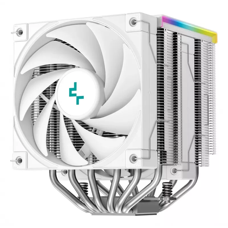 Disipador de aire DeepCool AK620 Digital SE White — dos ventiladores de 120 mm, 6 heatpipes, PWM, soporte LGA-1700, pantalla integrada