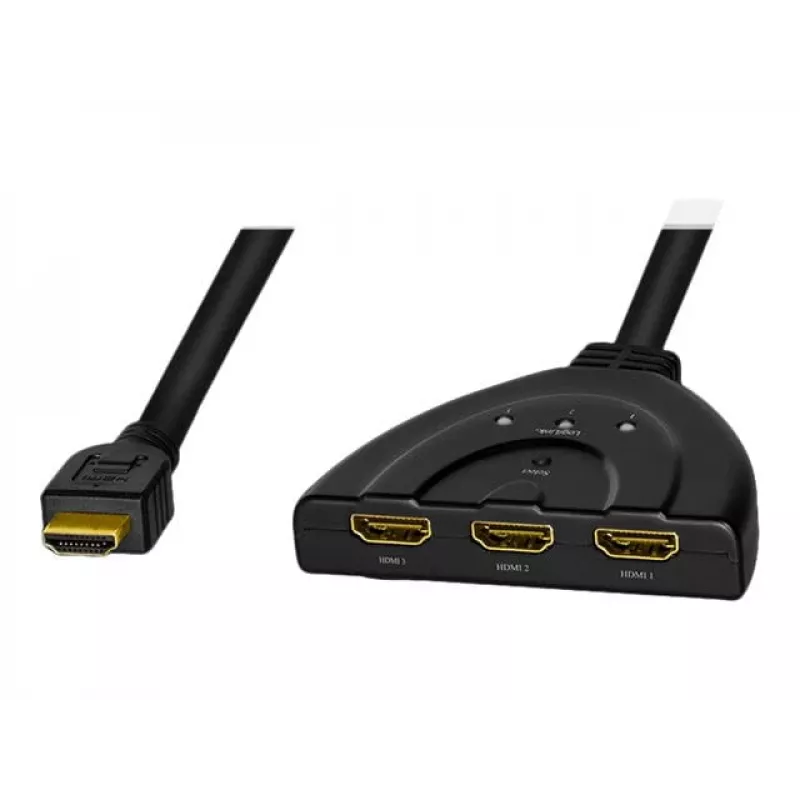 LogiLink - Divisor/conmutador de vídeo/audio - 3 x HDMI - Sobremesa