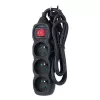 Alargador ESPERANZA ELK210K — cable 1,5 m, 3 tomas de corriente tipo E, conector en ángulo, interior, negro