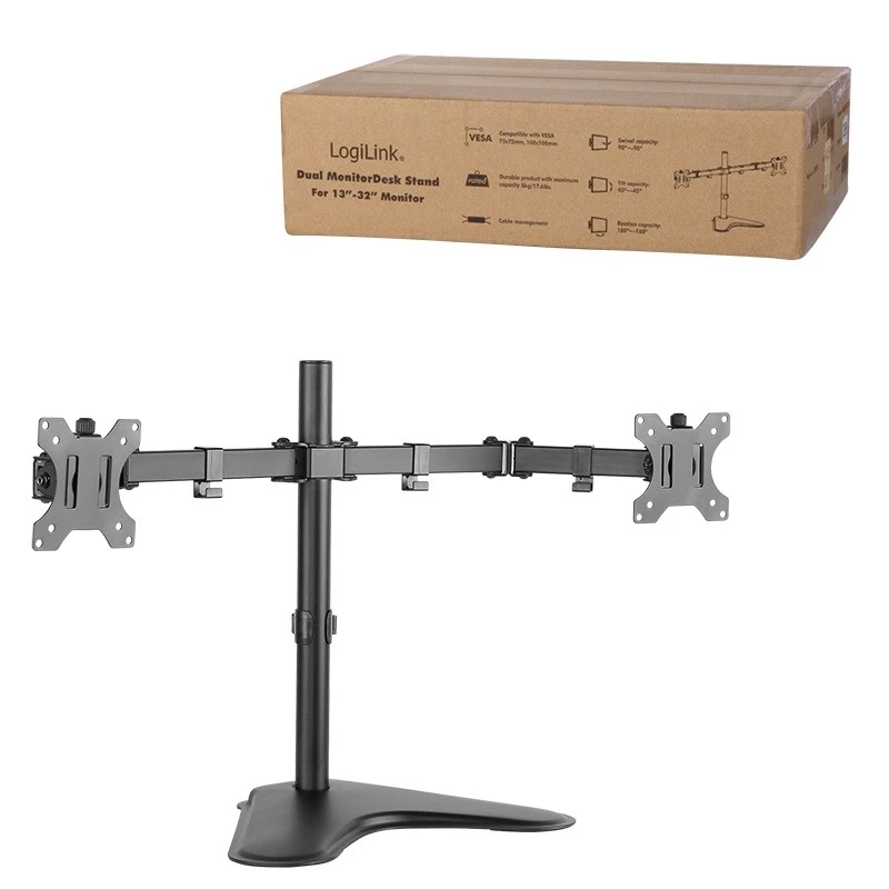 Soporte para monitor LogiLink BP0045 81,3 cm (32 pulgadas) sobremesa negro acero inoxidable