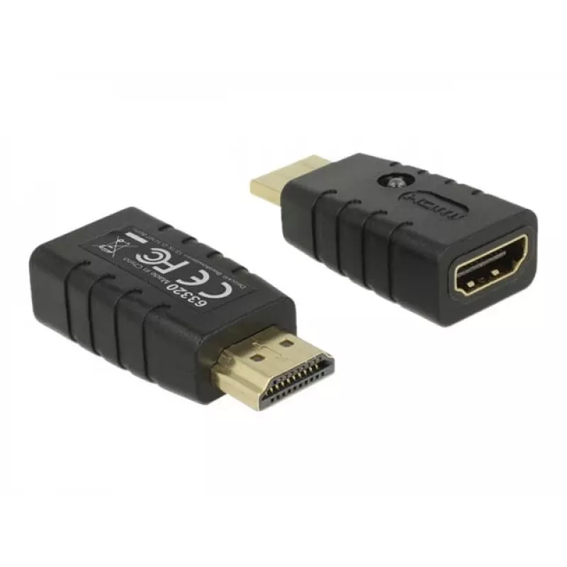 Adaptador HDMI (conector macho) > HDMI (conector hembra), emulador EDID (negro)