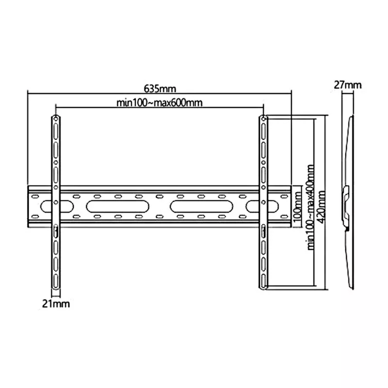 Soporte de TV Economy Maclean, máx. VESA 600x400, 37-70, 45 kg, Negro, MC-939