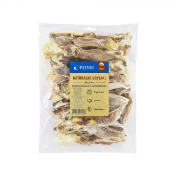 Snack masticable para perros PETMEX Oreja de conejo con pelo 500 g – snack masticable natural con sabor a conejo para perros adultos