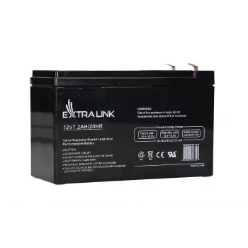 Batería para SAI Extralink AGM 12V 7,2Ah (7Ah) plomo-ácido sellada VRLA, sin mantenimiento, negro