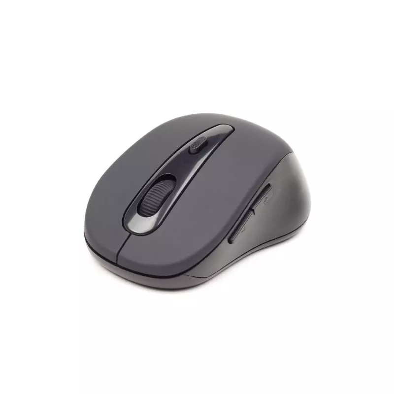 Ratón óptico inalámbrico Bluetooth GEMBIRD MUSWB2 — para diestros, 1600 DPI, 6 botones, negro/gris, pilas AAA