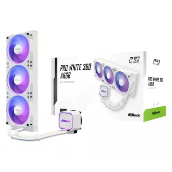 Refrigeración líquida para CPU ASROCK Pro 360 ARGB White – refrigeración líquida AIO de 360mm, iluminación ARGB, acabado blanco