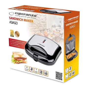 Esperanza ASIAGO Sandwichera 1000 W negra, blanca