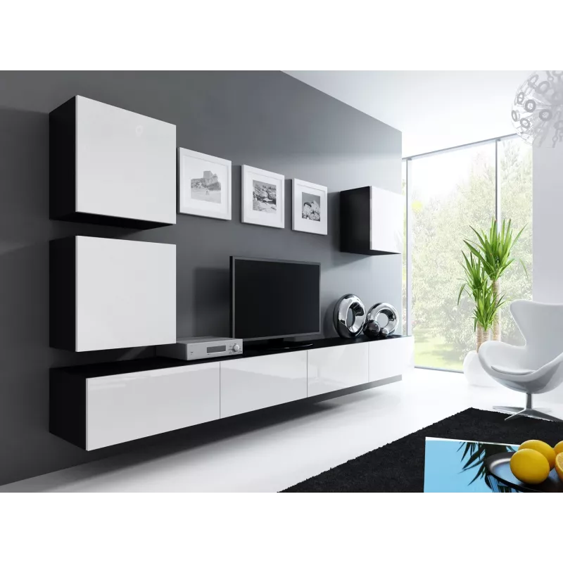 Armario Cama Square VIGO 50/50/30 negro/blanco brillo