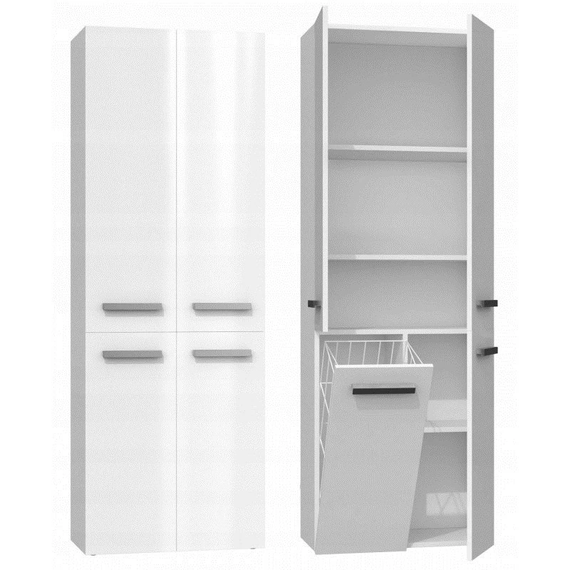 Armario de almacenamiento de baño Topeshop NEL 1K DD en blanco brillo