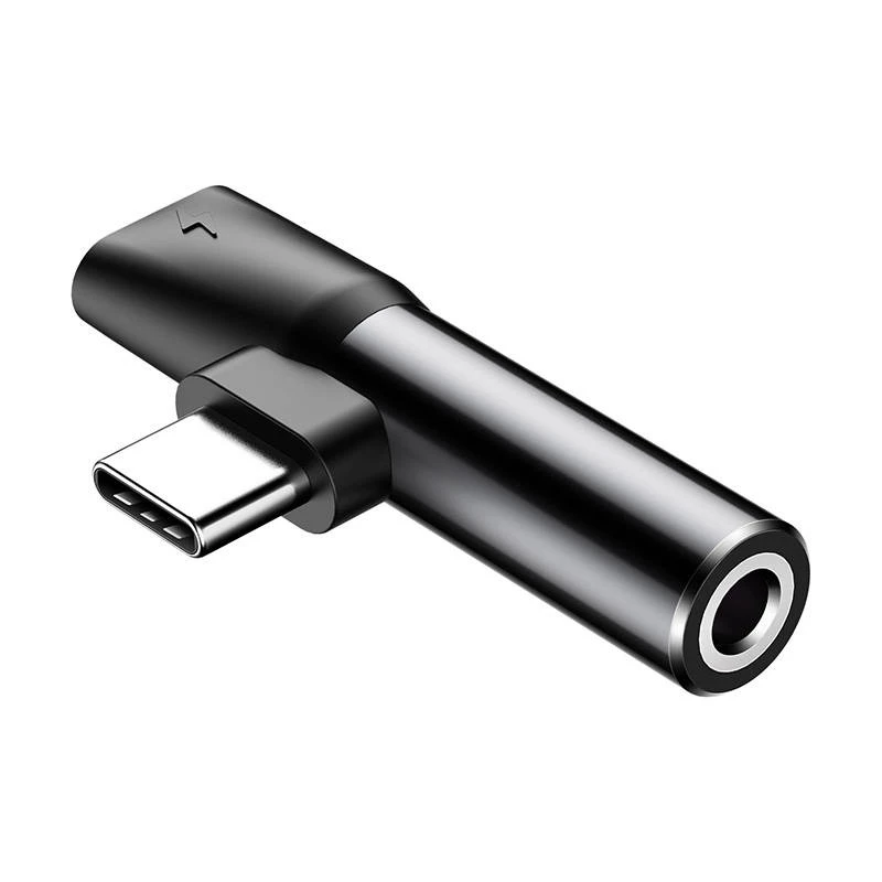 Adaptador de audio Baseus USB-C a minijack 3,5 mm + USB-C (negro)