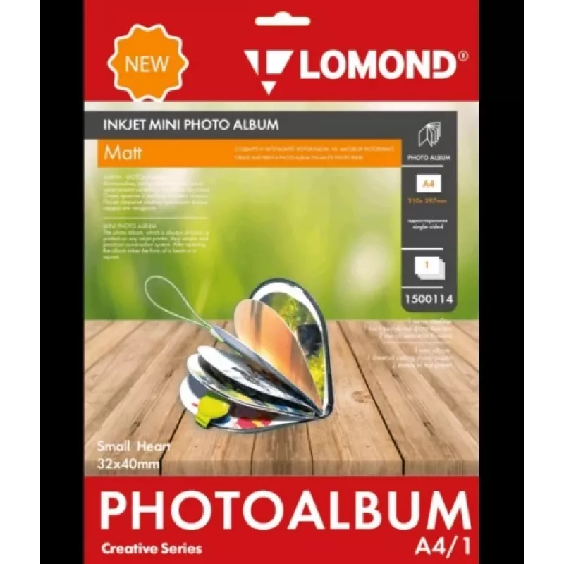 Mini álbum Lomond para inyección de tinta Corazón pequeño Mate 32x40 mm (Pequeño)
