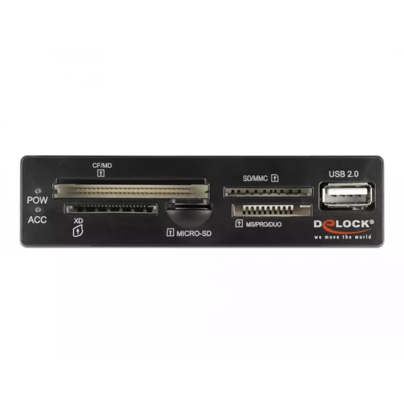 Lector de tarjetas DeLOCK 91708 USB 2.0 interno negro gris CF SD MicroSD