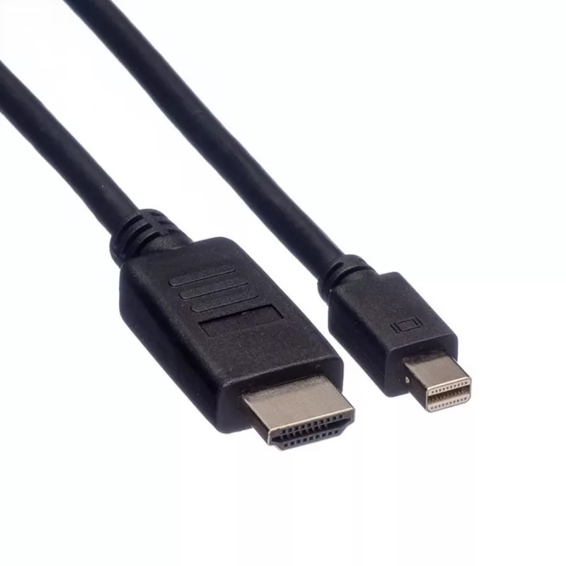 ROLINE - cable de vídeo/audio - DisplayPort / HDMI - 32 AWG - Mini DisplayPort (M) - HDMI, 19 pines (M) - 1 m - apantallado - negro (11.04.5790)