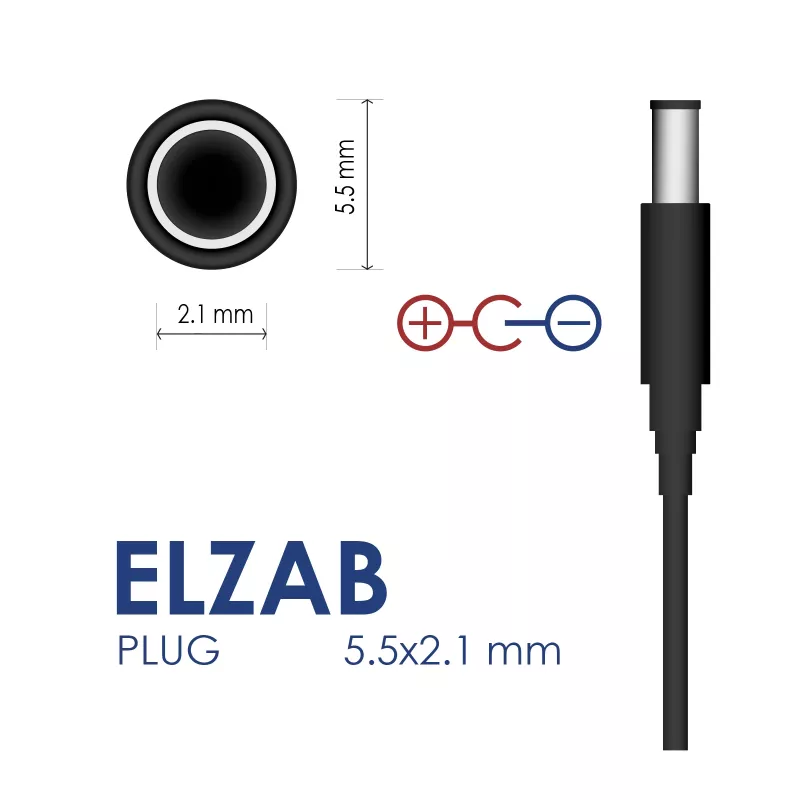 Akyga AK-PD-33 Fuente de alimentación para cajas registradoras ELZAB Jota / K10 / Mini E, 12 V, 1 A, 12 W, 5,5 x 2,1 mm, 1,5 m
