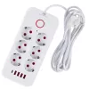 Regleta de enchufes MACLEAN MCE391 W — 6 tomas, 4×USB-A + 1×USB-C, cable de 3 m, 110–240 V, 2500 W, blanca