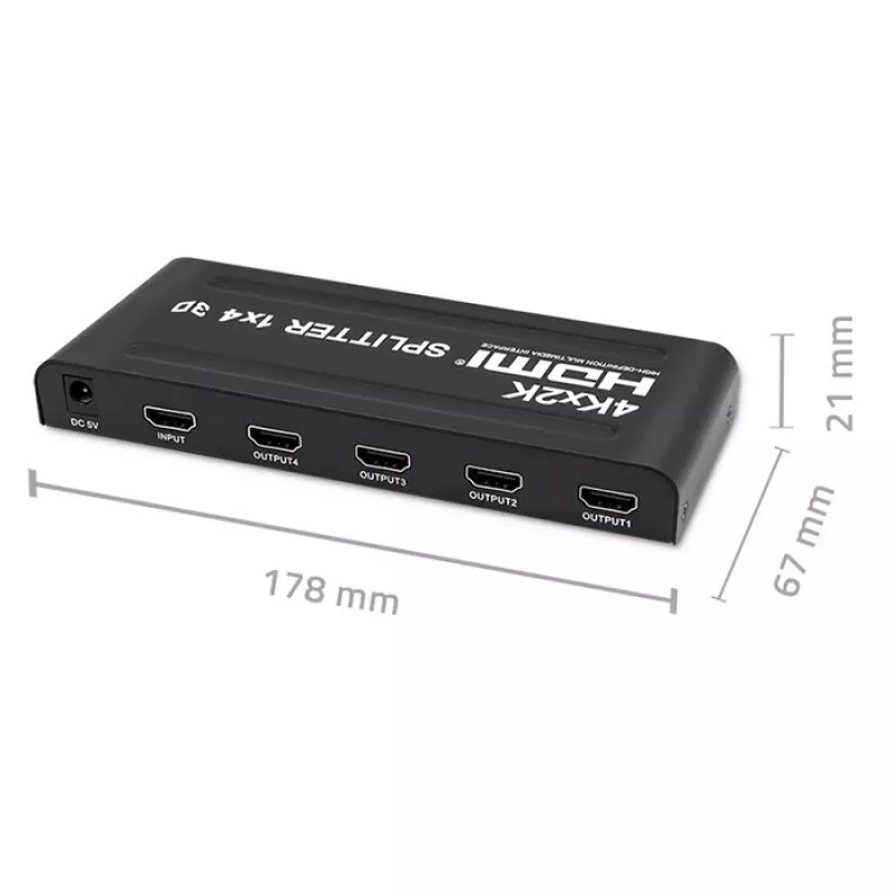 Qoltec 51798 Splitter HDMI activo 4 x HDMI 4K x 2K | 3.4Gb/s