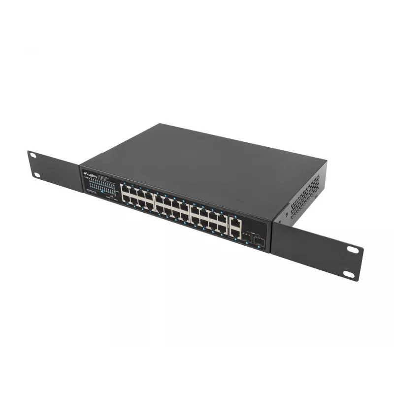 Switch no gestionado LANBERG RSGE-24P-2GE-2S-360 con 24 puertos Ethernet RJ-45
