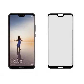 Protector de pantalla de cristal templado completo Tellur para Huawei P20 Lite – compatible con funda, negro