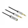 Delock - Adaptador para auriculares - minijack estéreo 3,5 mm hembra de 4 polos a conector mini jack estéreo macho - 27cm - negro (66740)