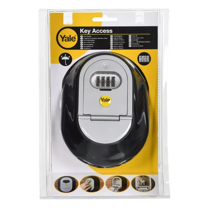 Caja fuerte portátil Yale Y500 10011, caja de llaves, cerradura de combinación, 130×39×187 mm, negra/gris