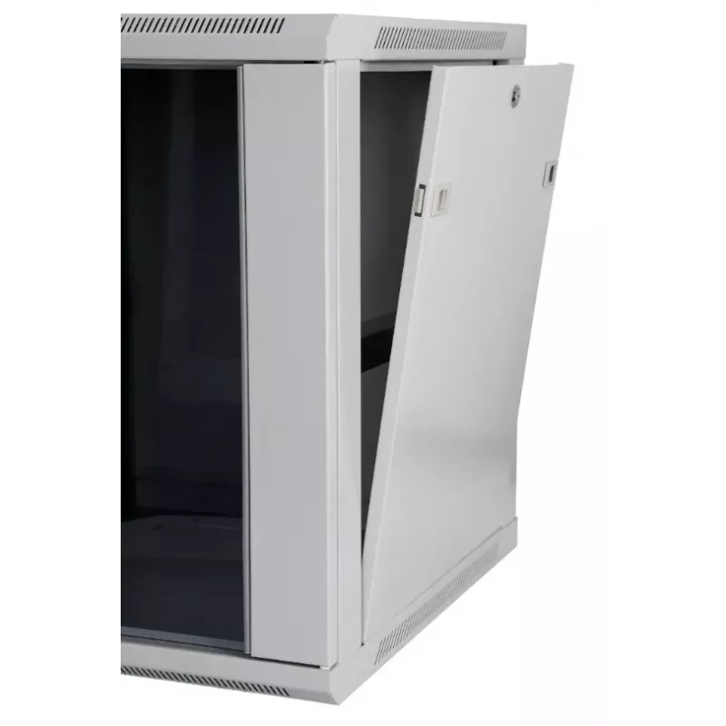 Armario de red de pared SOMI Networks 22U 19 pulgadas con 45 cm de profundidad, puerta frontal de cristal, gris