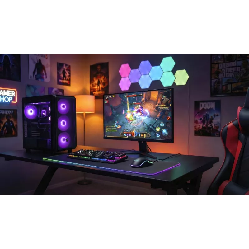 Ratón gaming con cable calefactado ActiveJet AMY-W390 — ambidiestro, óptico 2000 DPI, USB Type-A, 4 botones, negro
