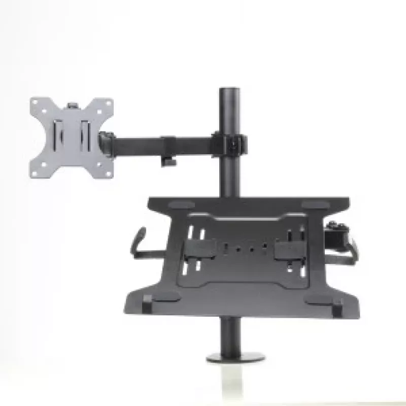 Soporte de escritorio ART L-24 para monitor LED/LCD de 13-32" + portátil de 10-15,6", VESA 75x75/100x100, negro