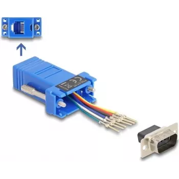 DeLOCK D-Sub de 9 polos macho a RJ12 hembra kit de montaje azul