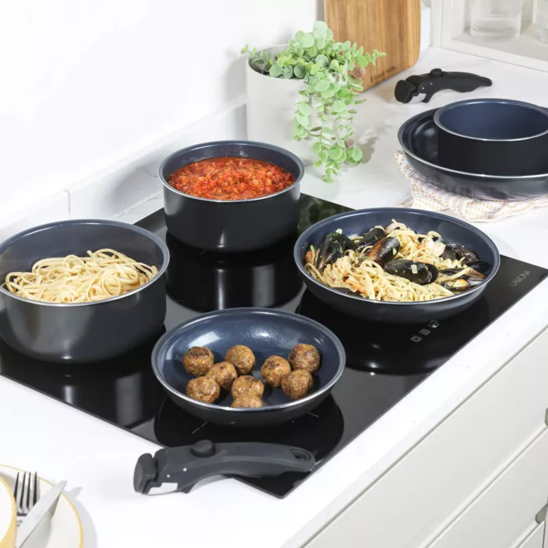 Juego de ollas Russell Hobbs RH03321EU7 — 8 piezas, antiadherente, apto para lavavajillas