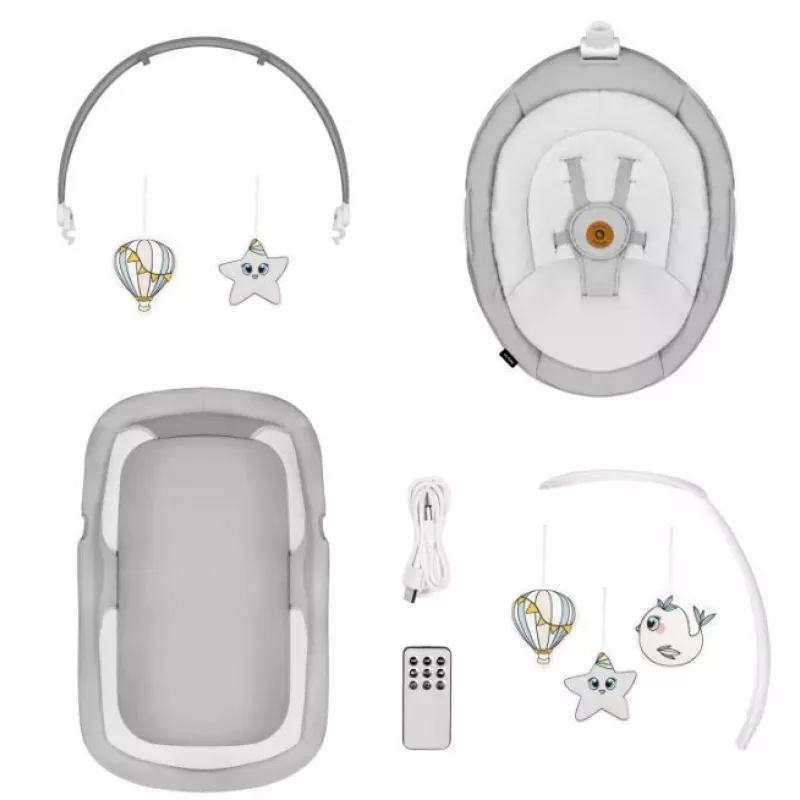 Cuna / cuna mecedora Lionelo Bella Set Gris Hormigón – cuna con función de balanceo