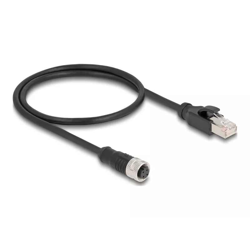 Cable adaptador M12 DeLOCK codificación D 4 polos hembra a RJ45 macho 50 cm
