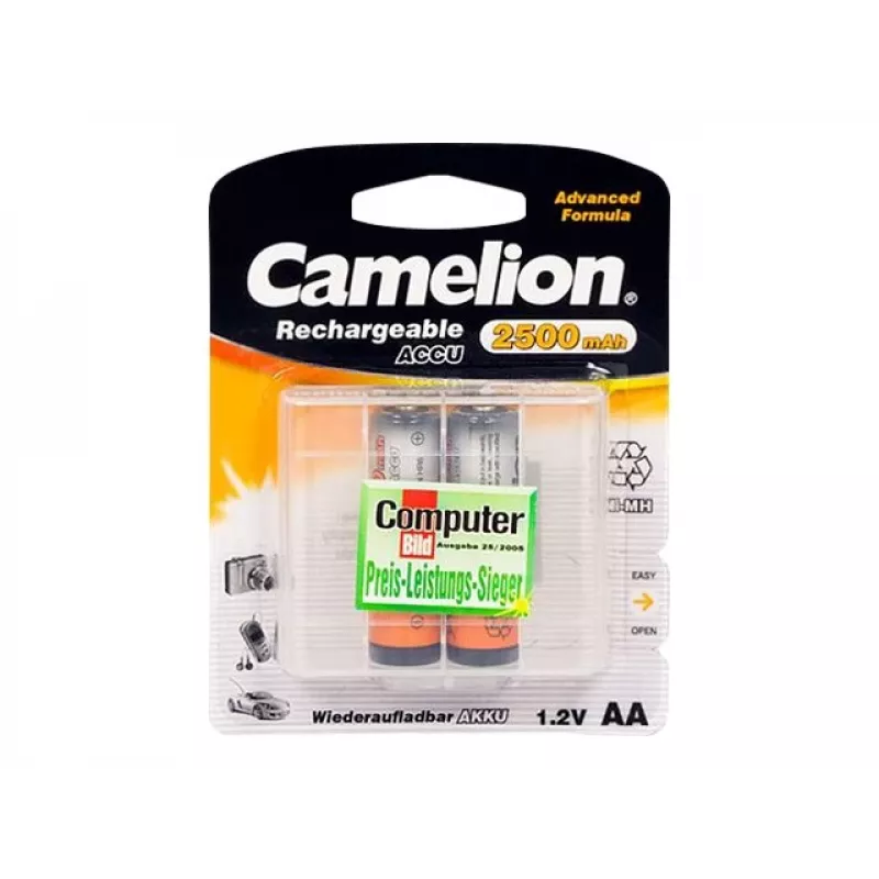 Baterías recargables Ni‑MH AA/HR6 CAMELION 2500 mAh, 2 unidades