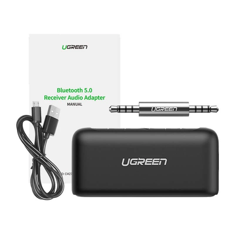 Ugreen CM276 Receptor de audio Bluetooth 5.0 adaptador jack AUX Negro
