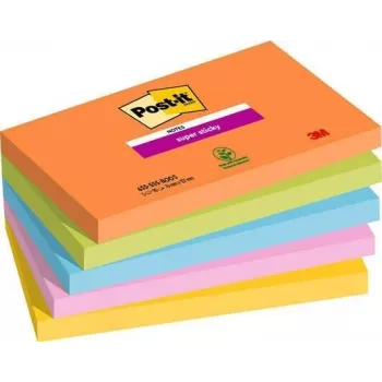 Notas adhesivas 3M 655-5SS-BOOS rectangulares azul - verde - naranja - rosa - amarillo 90 hojas (655-5SS-BOOS)