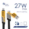 Akyga AK-USB-57 cable 4 en 1 trenzado USB-A/USB-C a USB-C/Lightning, USB 2.0, 65 W, 1 m, gris