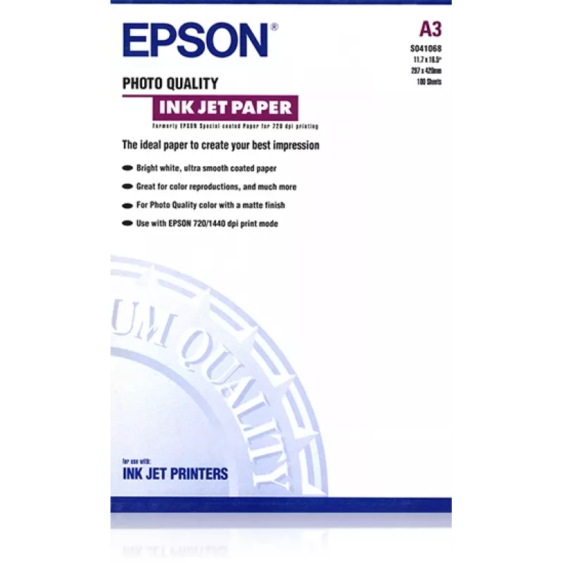 Papel Epson Photo Quality Ink Jet, DIN A3, 102 g/m², 100 hojas