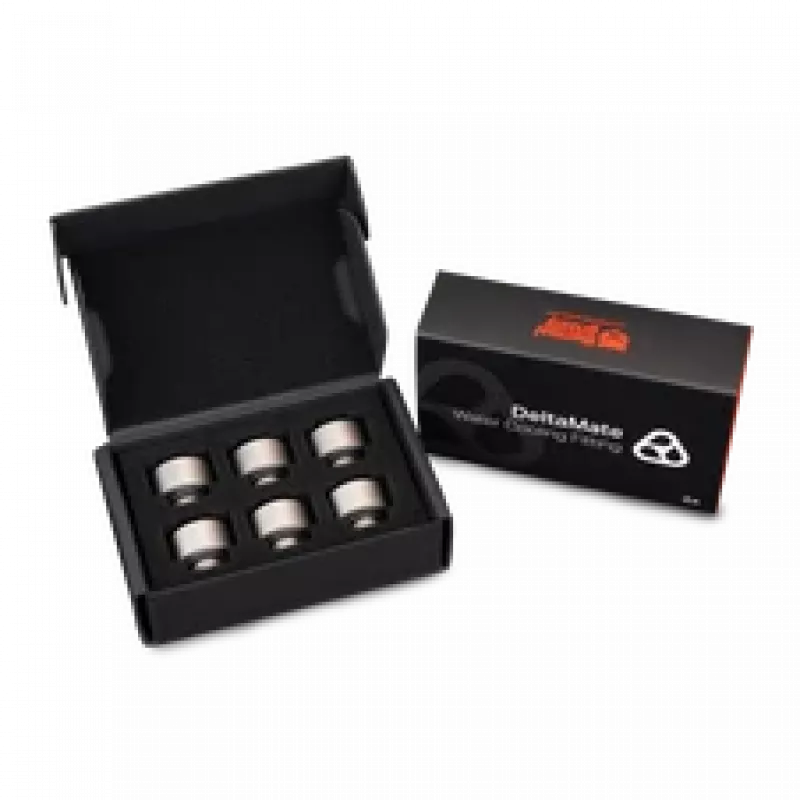 Thermal Grizzly DeltaMate Extender MF10 – conector de refrigeración líquida, níquel mate, 6 uds. (TG-DM-FIT-6206)