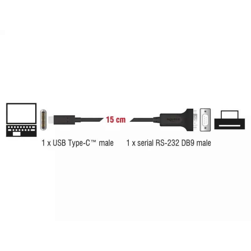 Cable serie DeLOCK 63908 negro 0,15 m DB-9