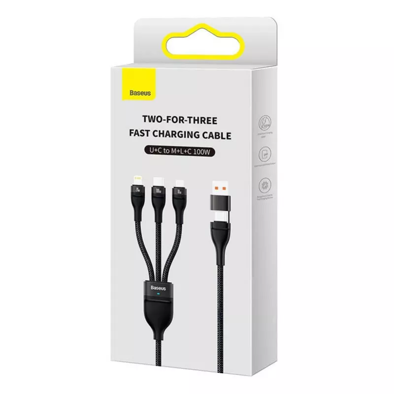 Cable USB Baseus CASS030101 1,2 m USB-A/USB-C USB-C/Micro-USB-B/Lightning negro