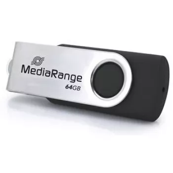 Memoria flash USB MediaRange MR1953 64 GB USB Type-C 3.2 Gen 1 (3.1 Gen 1) Swivel, Negro/Plata