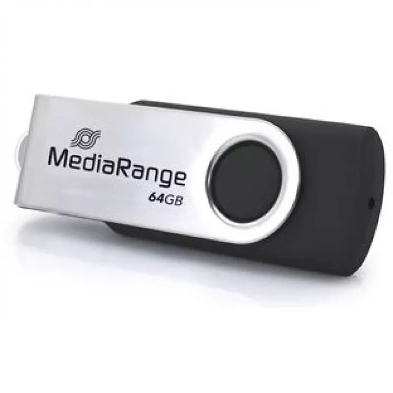 Memoria flash USB MediaRange MR1953 64 GB USB Type-C 3.2 Gen 1 (3.1 Gen 1) Swivel, Negro/Plata