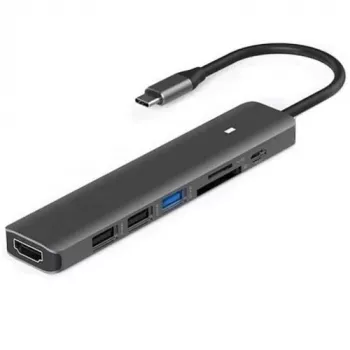 Adaptador USB Type-C - HDMI, 3x USB Type-A, SD, TF, USB Type-C PD100W