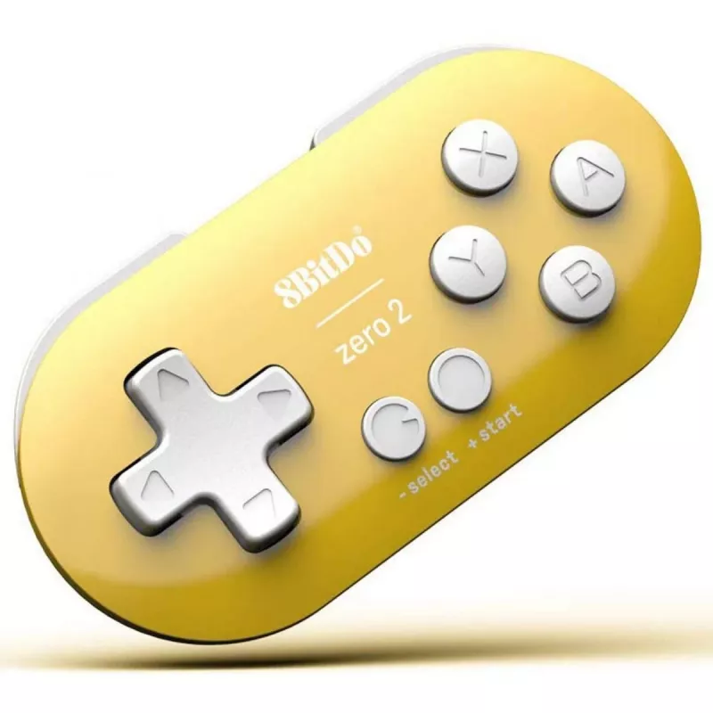 Mando de juego inalámbrico 8BitDo Zero 2 amarillo — Bluetooth, tamaño compacto de bolsillo, RET00221