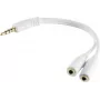 Adaptador ShiverPeaks de 4 pines conector macho de 3,5mm a 2× conector hembra de 4 pines de 3,5mm, contactos dorados, 0,2 m, blanco