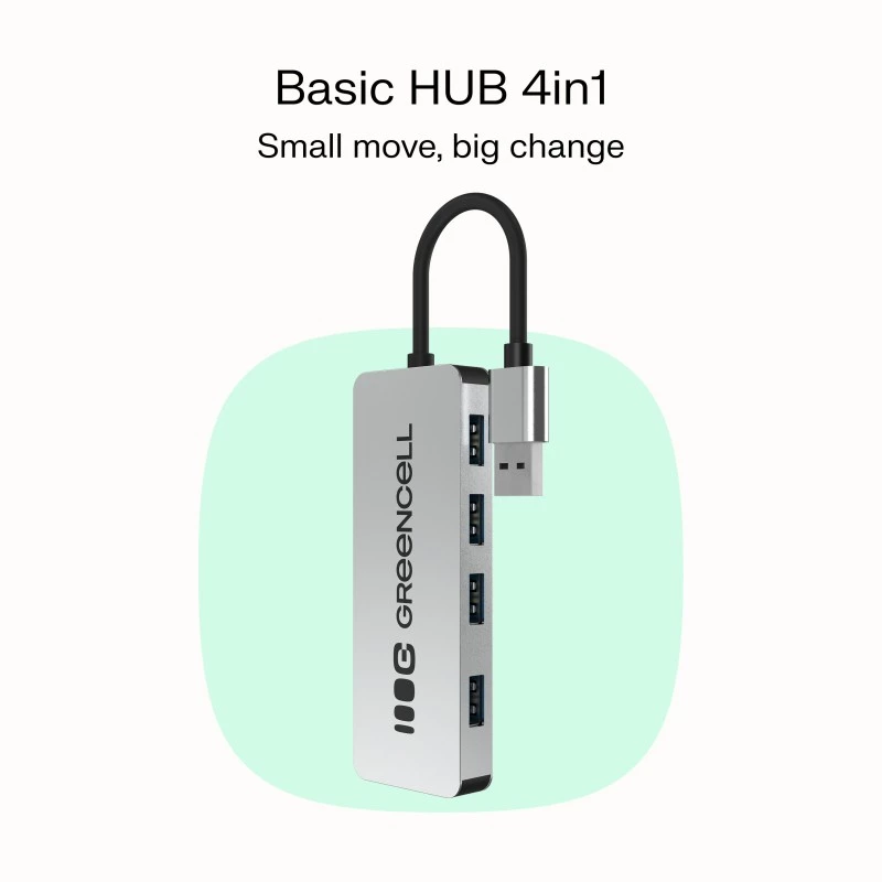 Hub USB Green Cell HUB-GC-A4A — hub USB-A 3.0 de 4 puertos