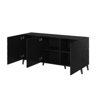 Cómoda Cama Meble Nova 155x40x72 cm negro mate, estructura de MDF 16 mm, puerta 18 mm